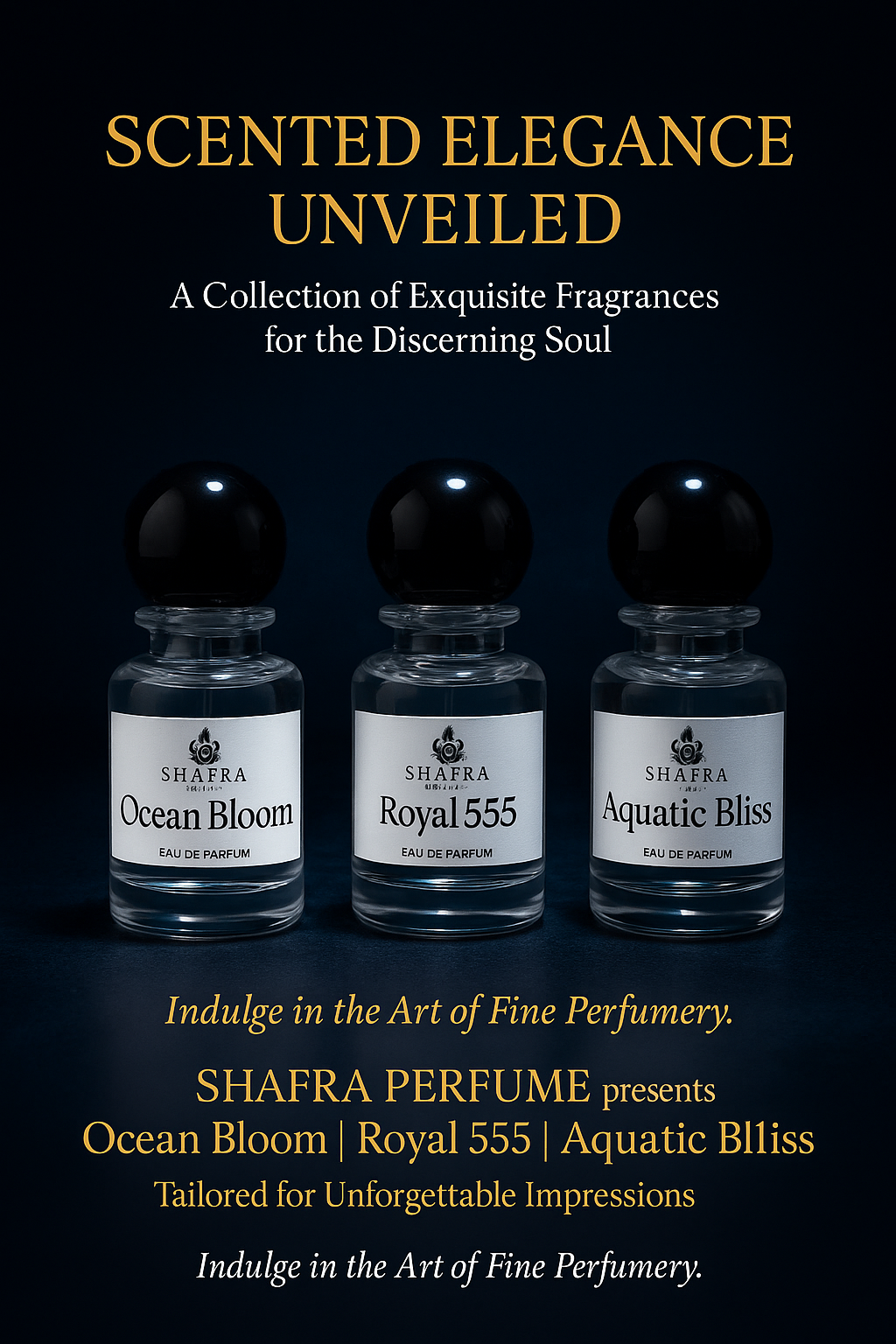 OCEAN BLOOM, ROYAL 555, AQUATIC BLISS Eau De Parfum - Unisex Long-Lasting Perfume Pack of 3 (30ml Each)